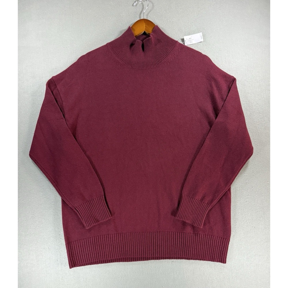 NWT Mens Banana Republic Burgundy Mock Neck Sweater Size Medium Ribbed Trim